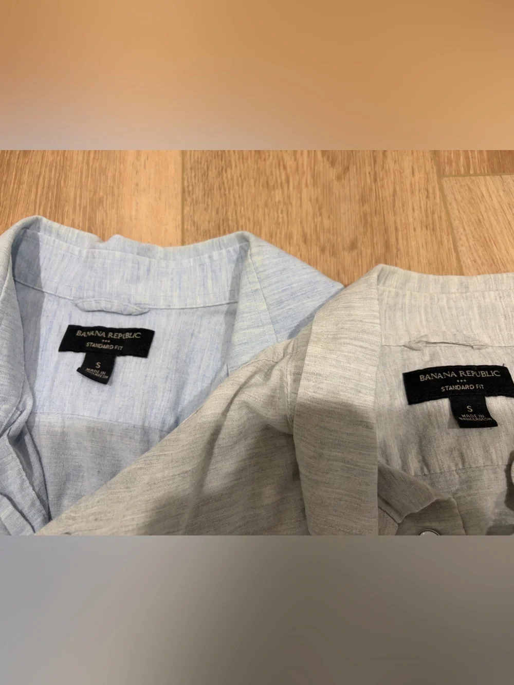 Banana Republic Men’s Button-Down Shirts in Light Blue and Light Gray